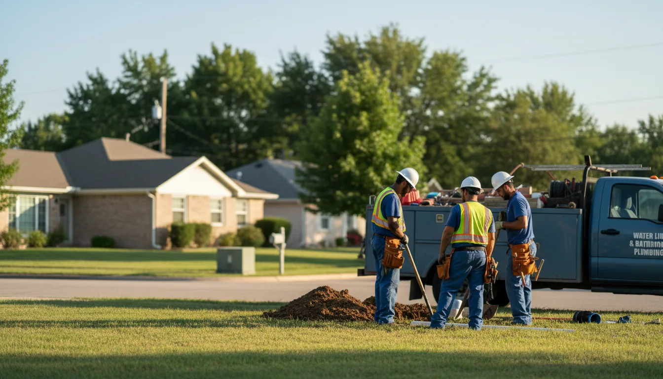 Residential water line and bathroom plumbing service in Breese, IL